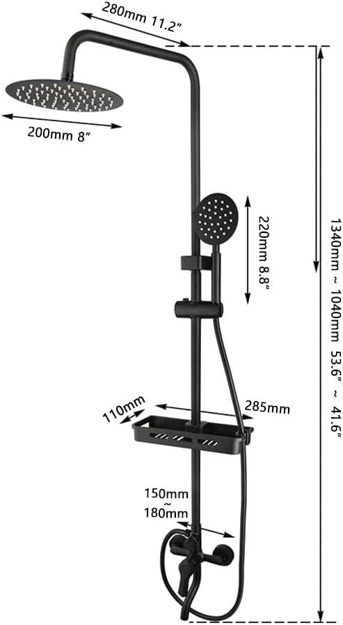 COLUMNA DUCHA NEGRO MATE