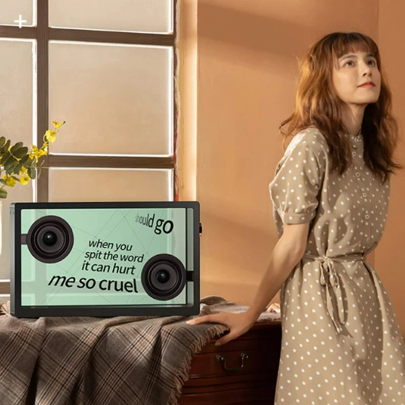 PARLANTE CRISTAL LETRAS FLOTANTES KARAOKE