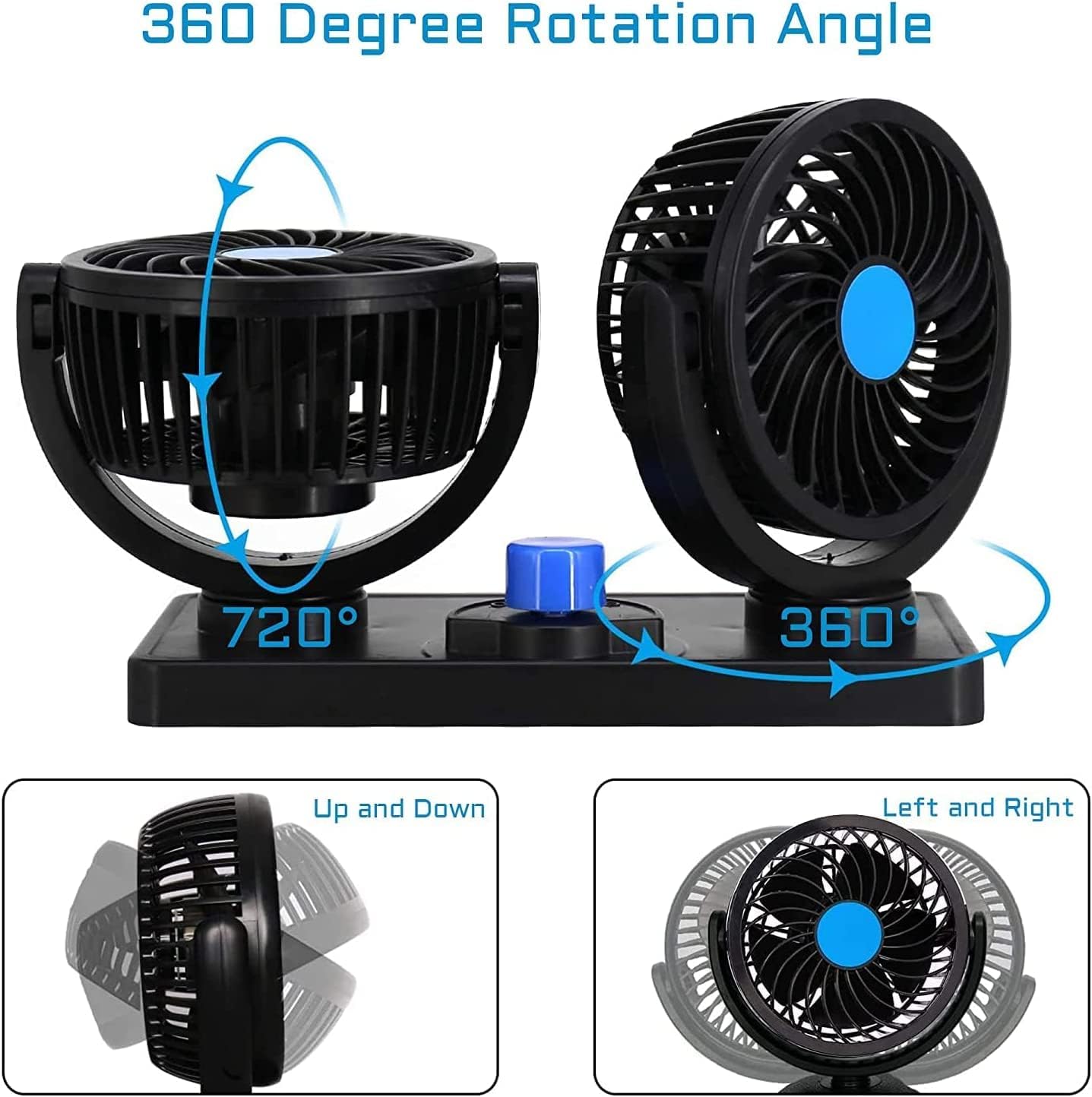 VENTILADOR DOBLE MOVIMIENTO 360° PARA AUTOS