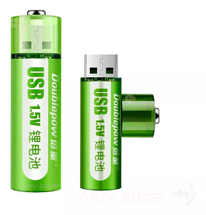 PAR DE PILAS AA RECARGABLES USB