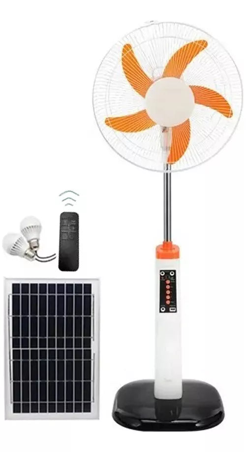 VENTILADOR RECARGABLE + PANEL SOLAR + CONTROL REMOTO