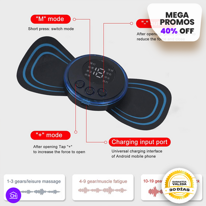 MASAJEADOR ELÉCTRICO EMS + PARCHES GRATIS