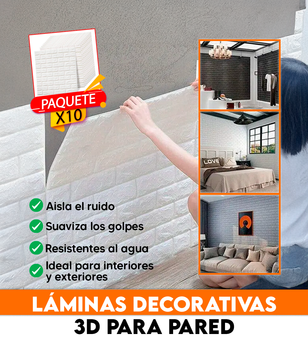 Panel Adhesivo 3d (pack de 10 unidades)