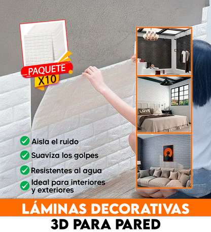 Panel Adhesivo 3d (pack de 10 unidades)