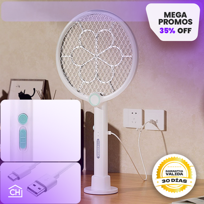 RAQUETA MATAMOSQUITOS ELÉCTRICA 3 EN 1