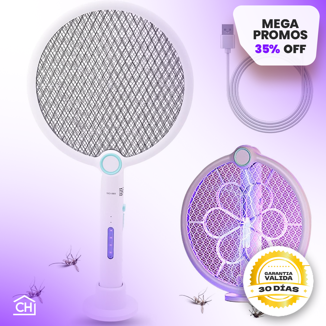 RAQUETA MATAMOSQUITOS ELÉCTRICA 3 EN 1