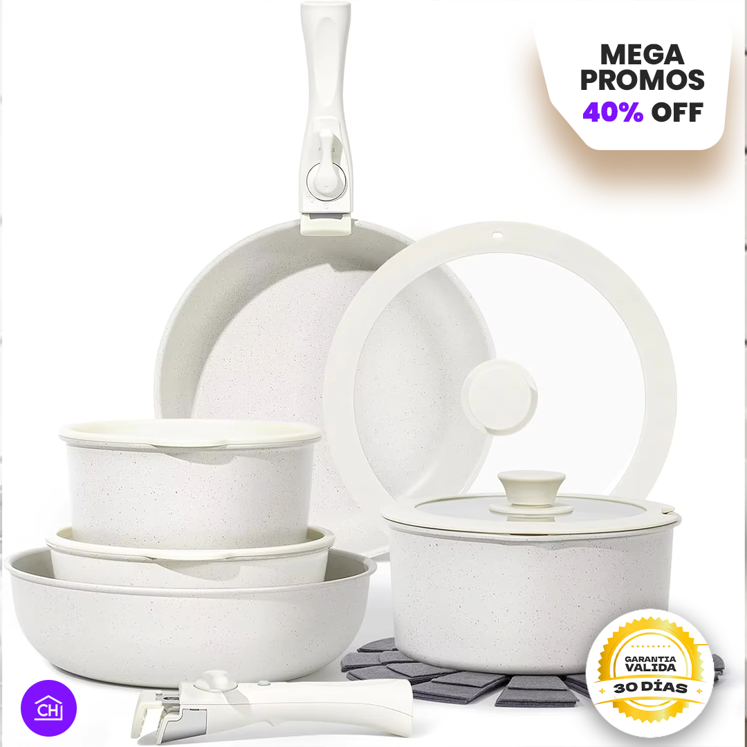 SET DE OLLAS DE MANGO DESMONTABLE 15 PIEZAS