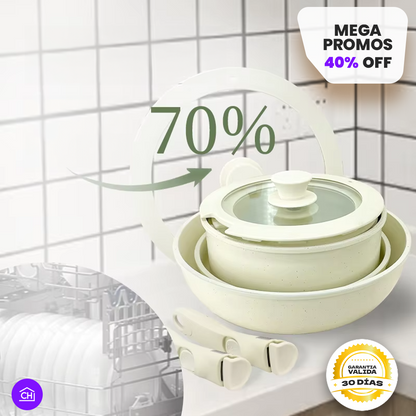 SET DE OLLAS DE MANGO DESMONTABLE 15 PIEZAS