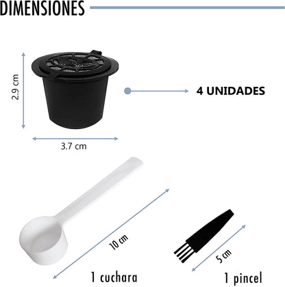 CAPSULAS REUTILIZABLES PARA CAFETERA NESPRESSO PACK x 4