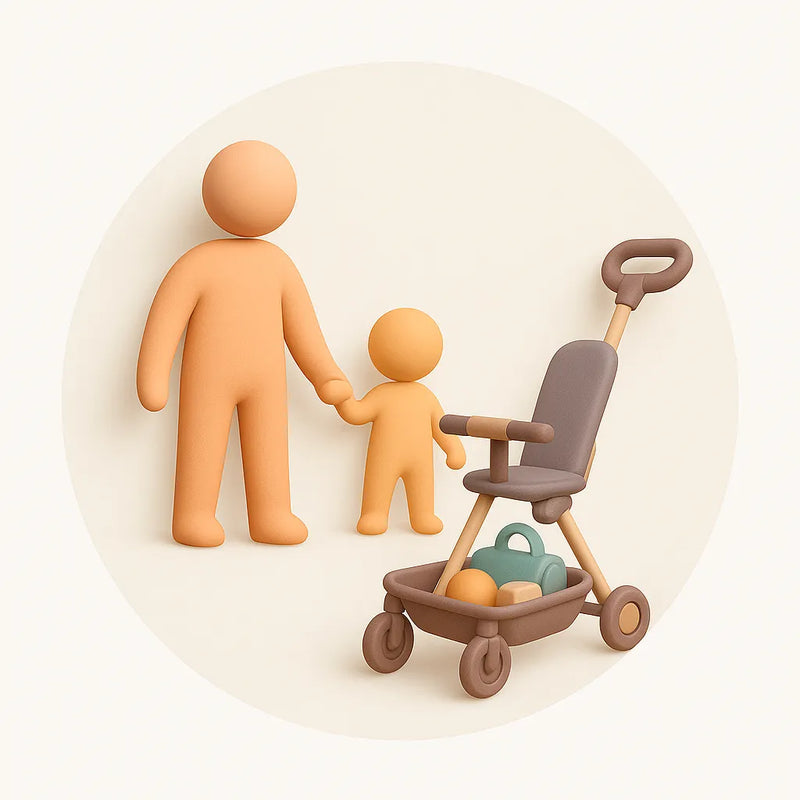 Protección para tu bebé: asiento ergonómico y toldo para el sol.