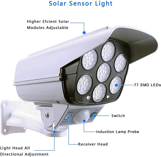 LUZ SOLAR TIPO CÁMARA DE VIGILANCIA